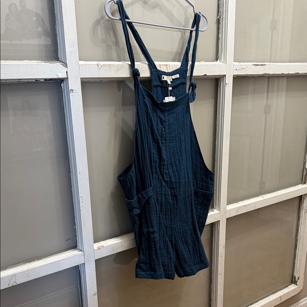 Women's Blue Overalls Shorts